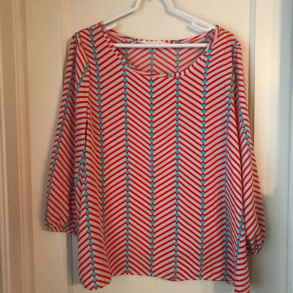 Peach Love Cream blouse size large (LOC 1)